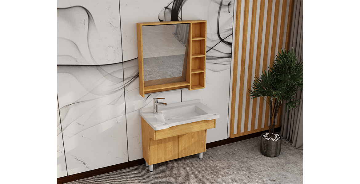 EF-O01 Mirror cabinet integrated washbasin