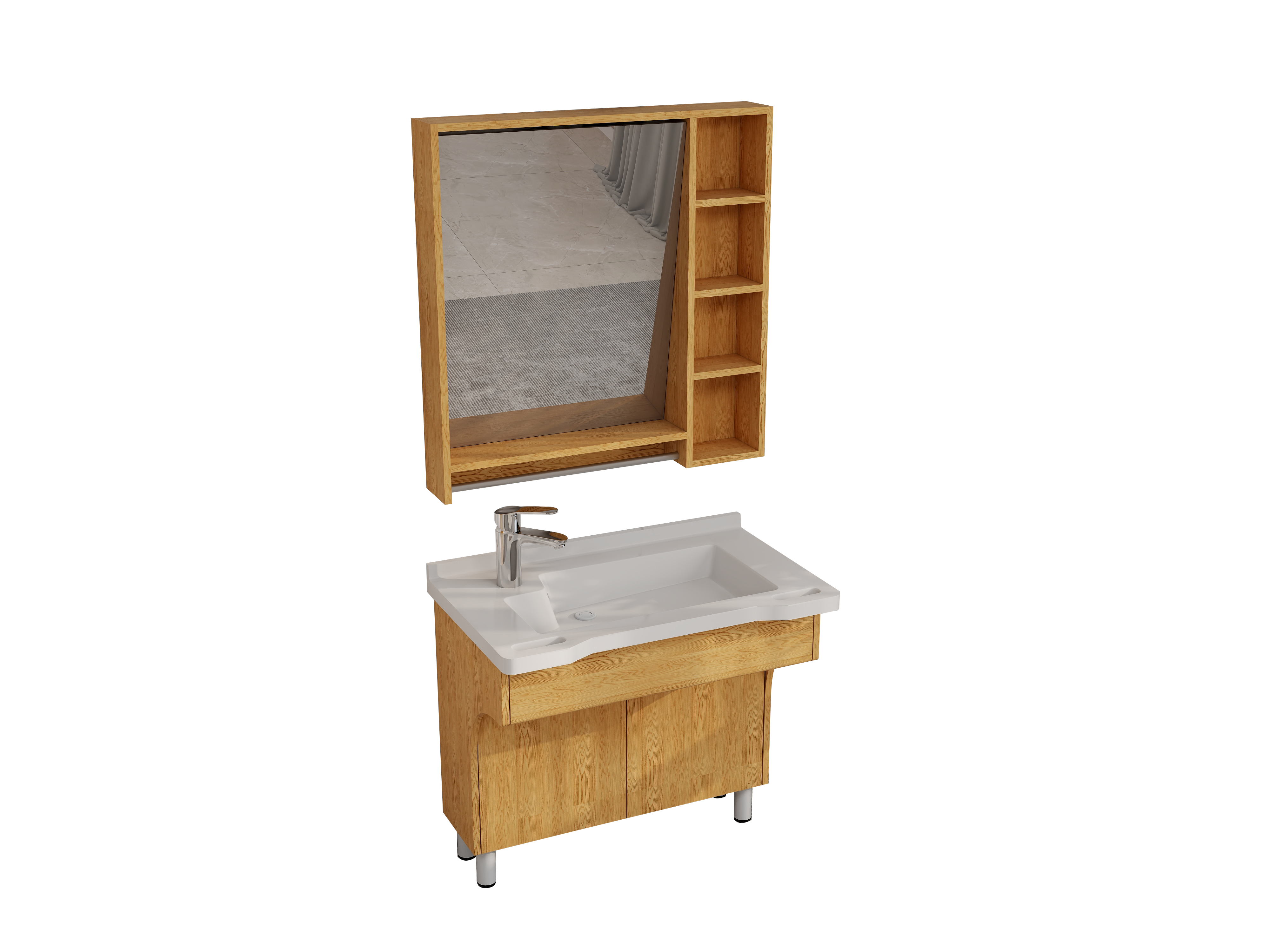 EF-O01 Mirror cabinet integrated washbasin