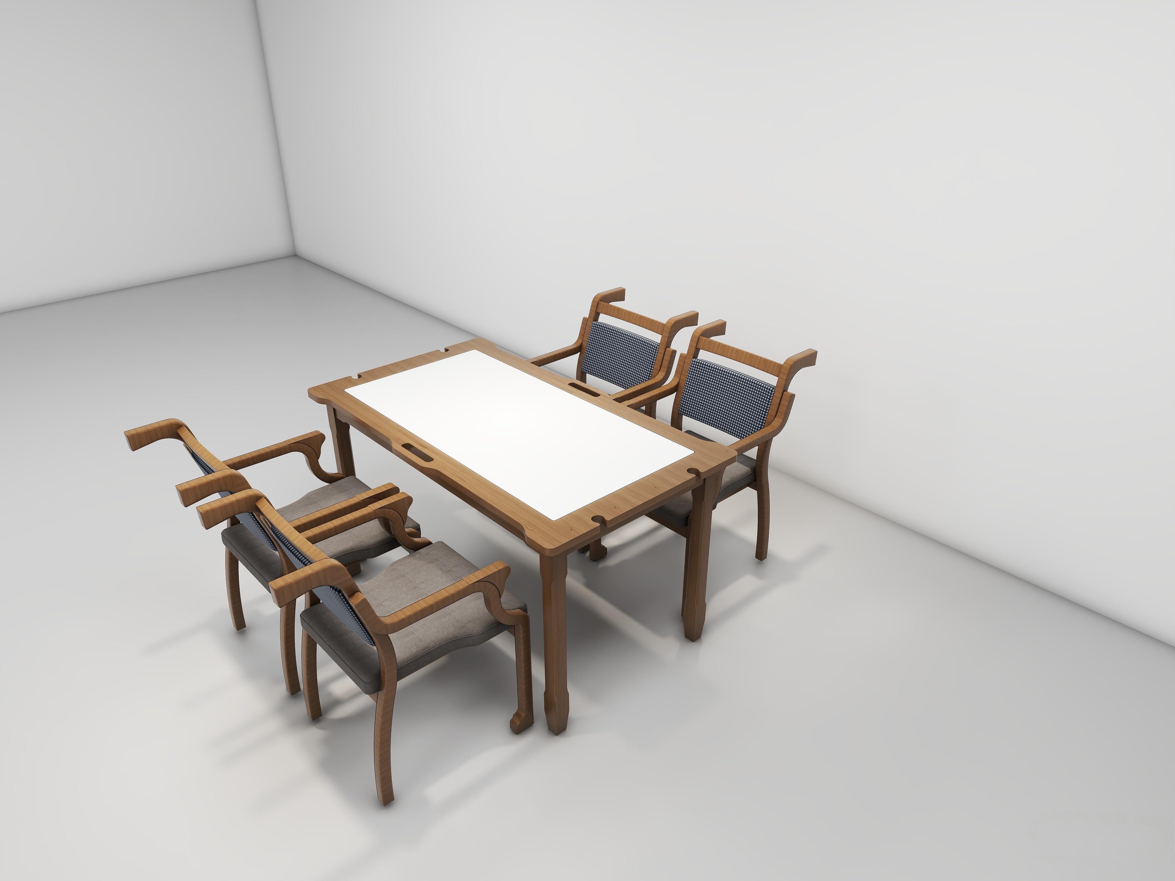 EF-T02 Fireproof elderly care table (Rectangular) Rendering image