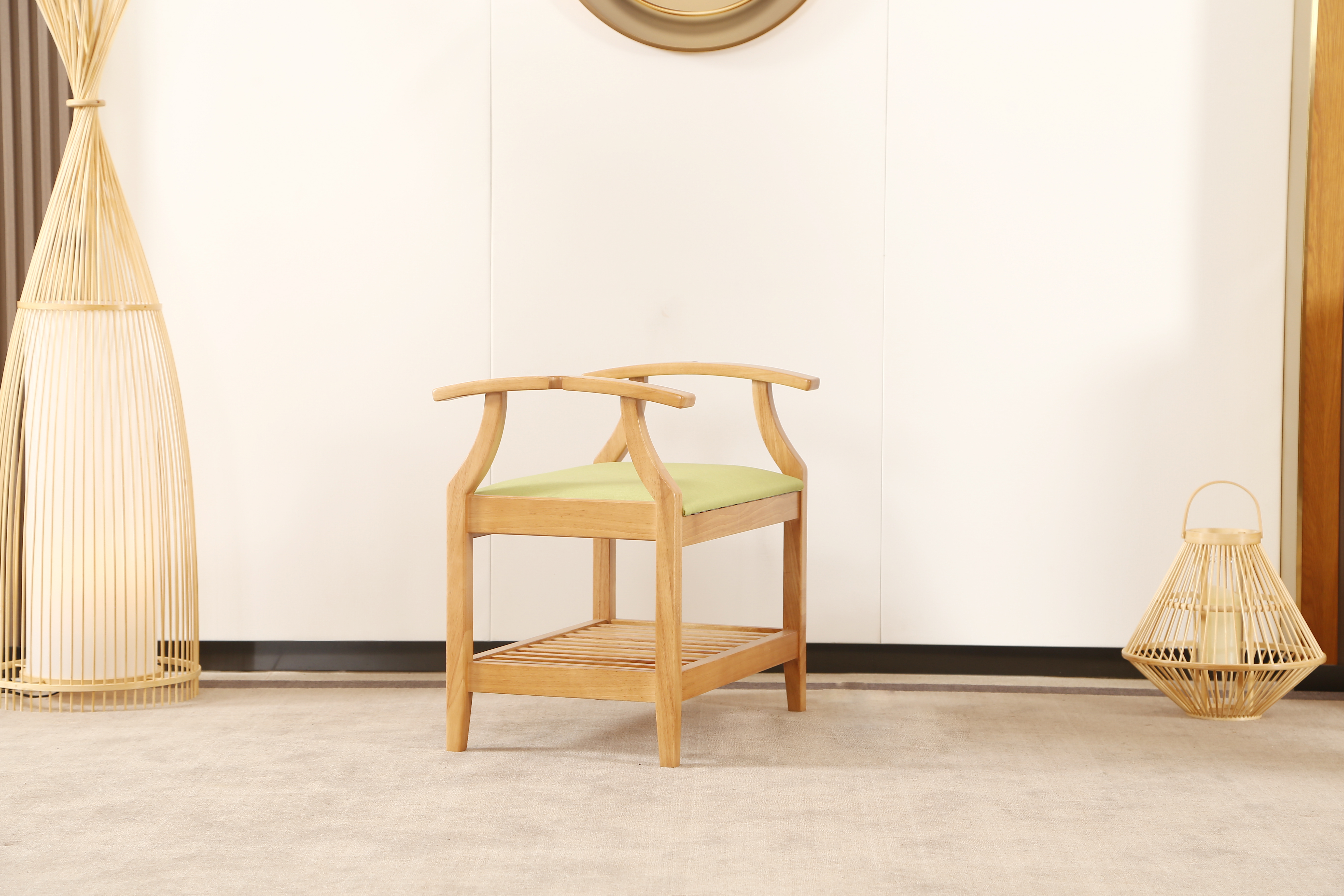 EF-H01 Elderly care shoe bench Showroom real shot rendering