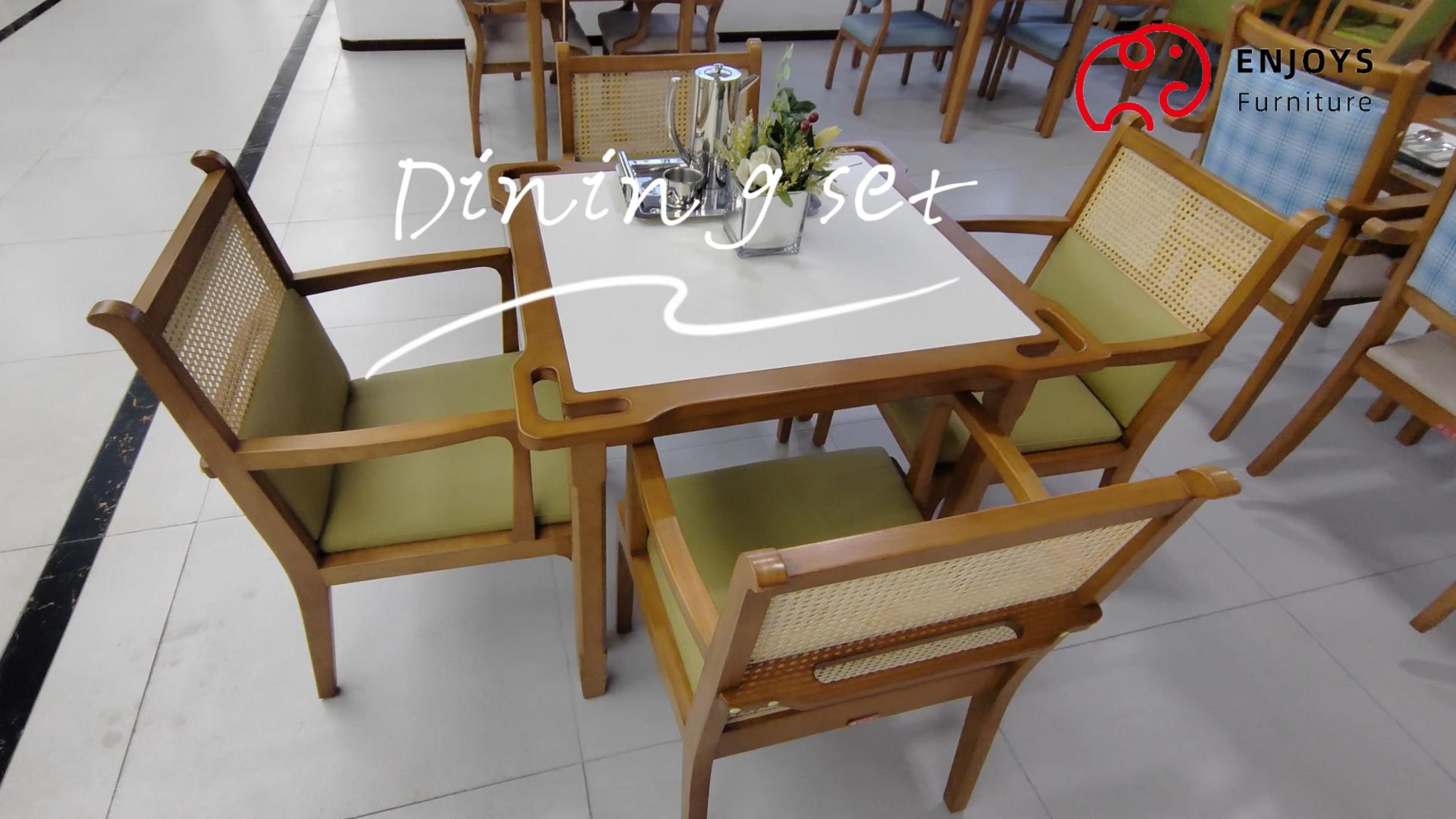 Elderly-friendly dining table and chair set 
